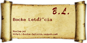 Bocke Letícia névjegykártya